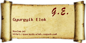 Gyurgyik Elek névjegykártya